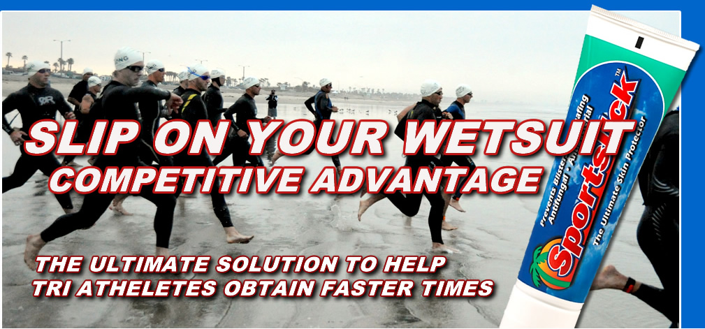 Slip on your wetsuit faster with Sportslick, Competitive Advantage